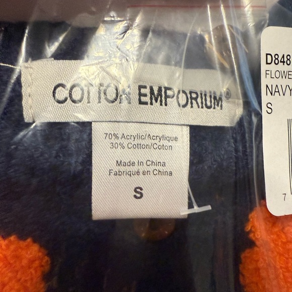 Cotton Emporium Flower Patch Button Front Cardigan Sweater Floral NWT S BLUE - Picture 6 of 7